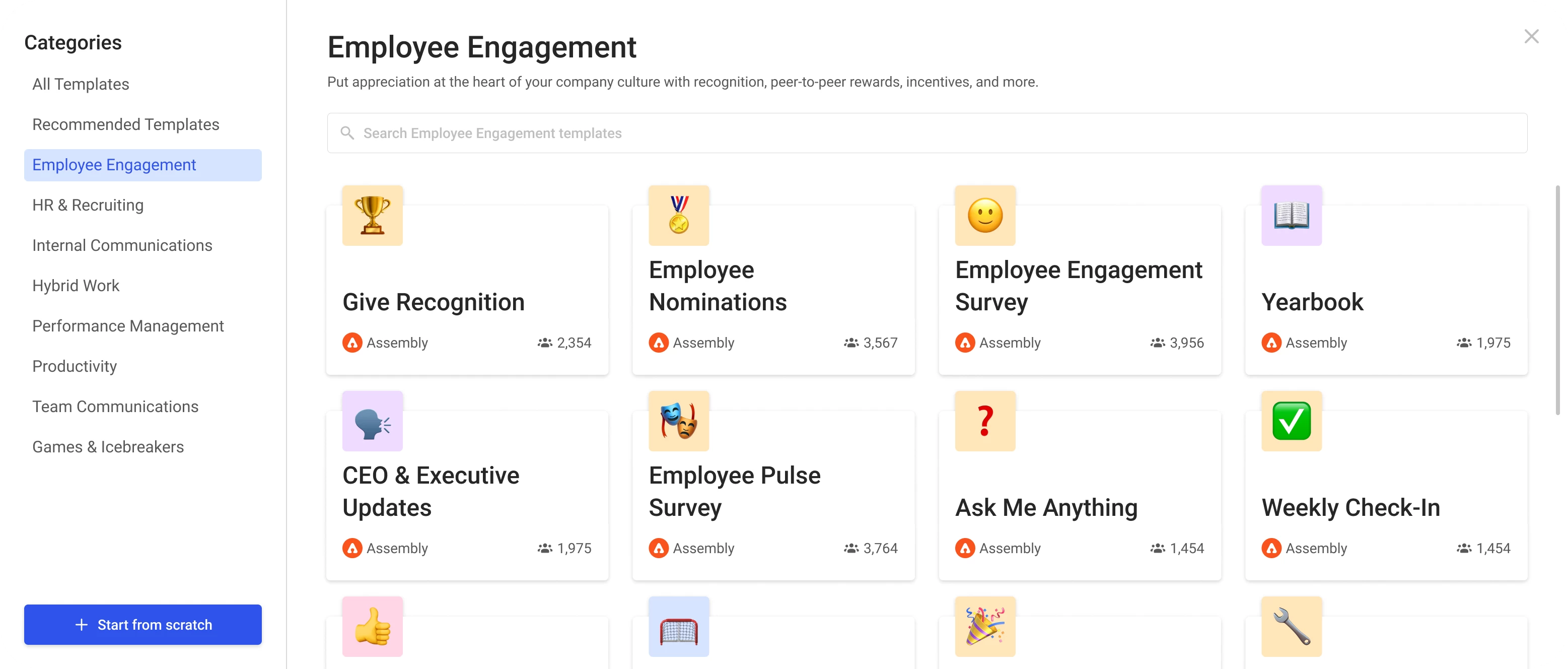 Assembly Employee Recognition Platform