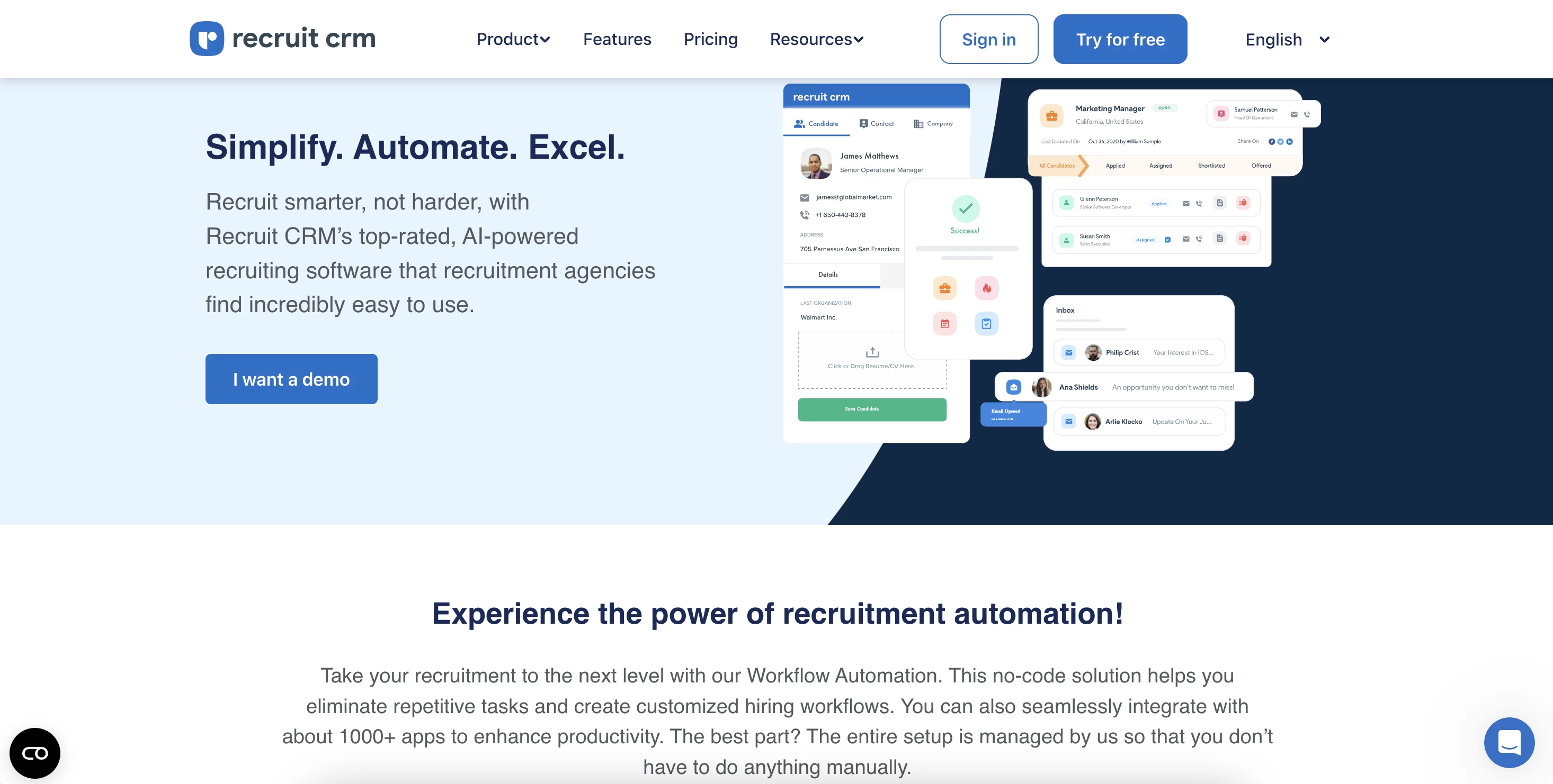 Recruit CRM Applicant Tracking System